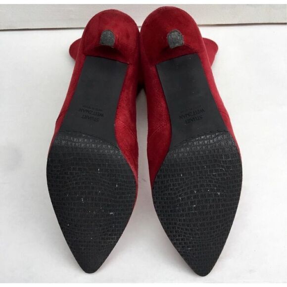Stuart Weitzman Cling red sock booties size 7 1/2 - Picture 6 of 7